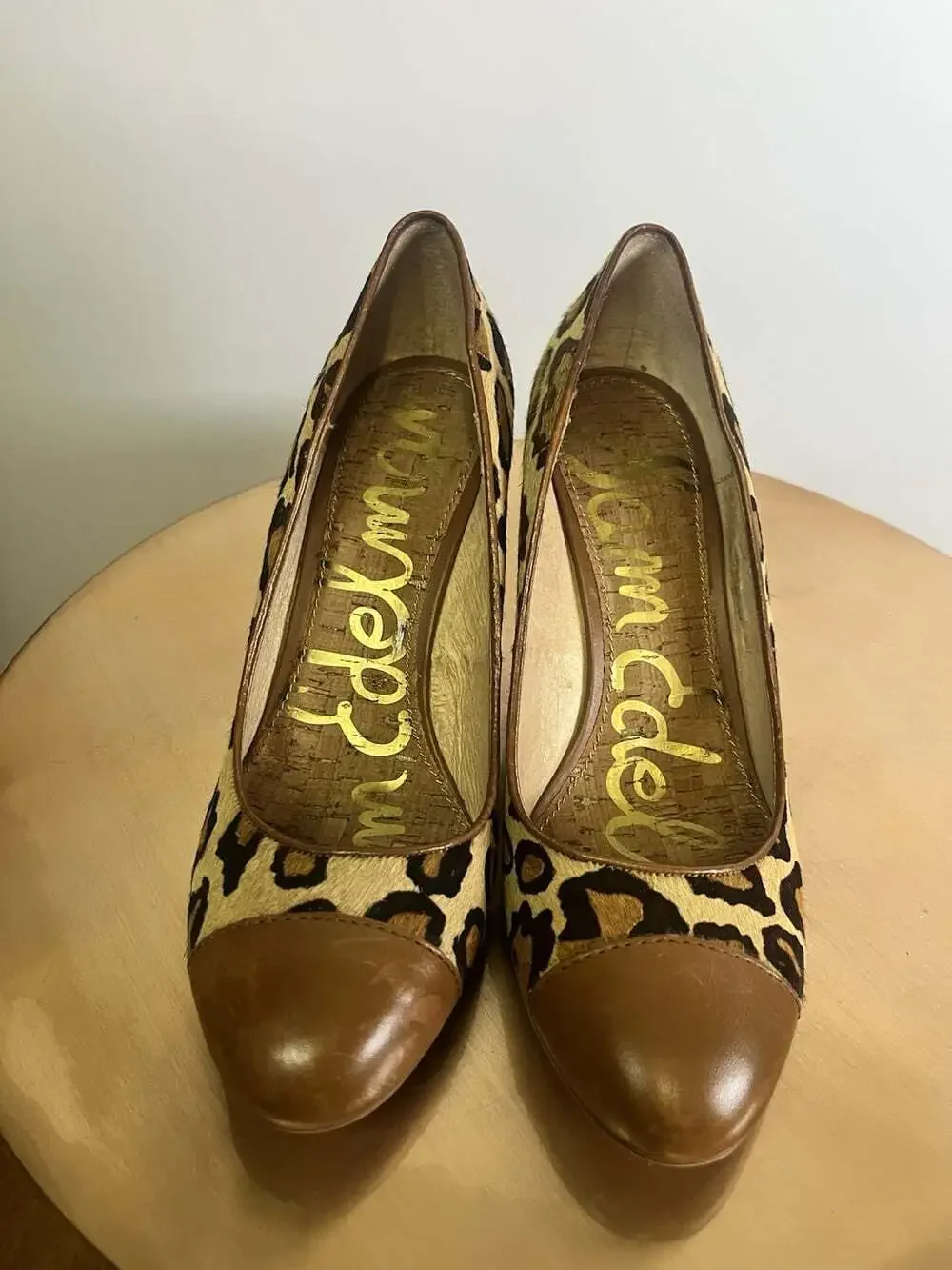 Sam Edelman Animal Print Horse Hair Wedge Pumps Espadrilles Sz 9.5 Almond Toe